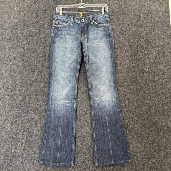 7 For All Mankind Jeans Women's 27 Blue Bootcut Made in USA Denim - Picture 1 of 12